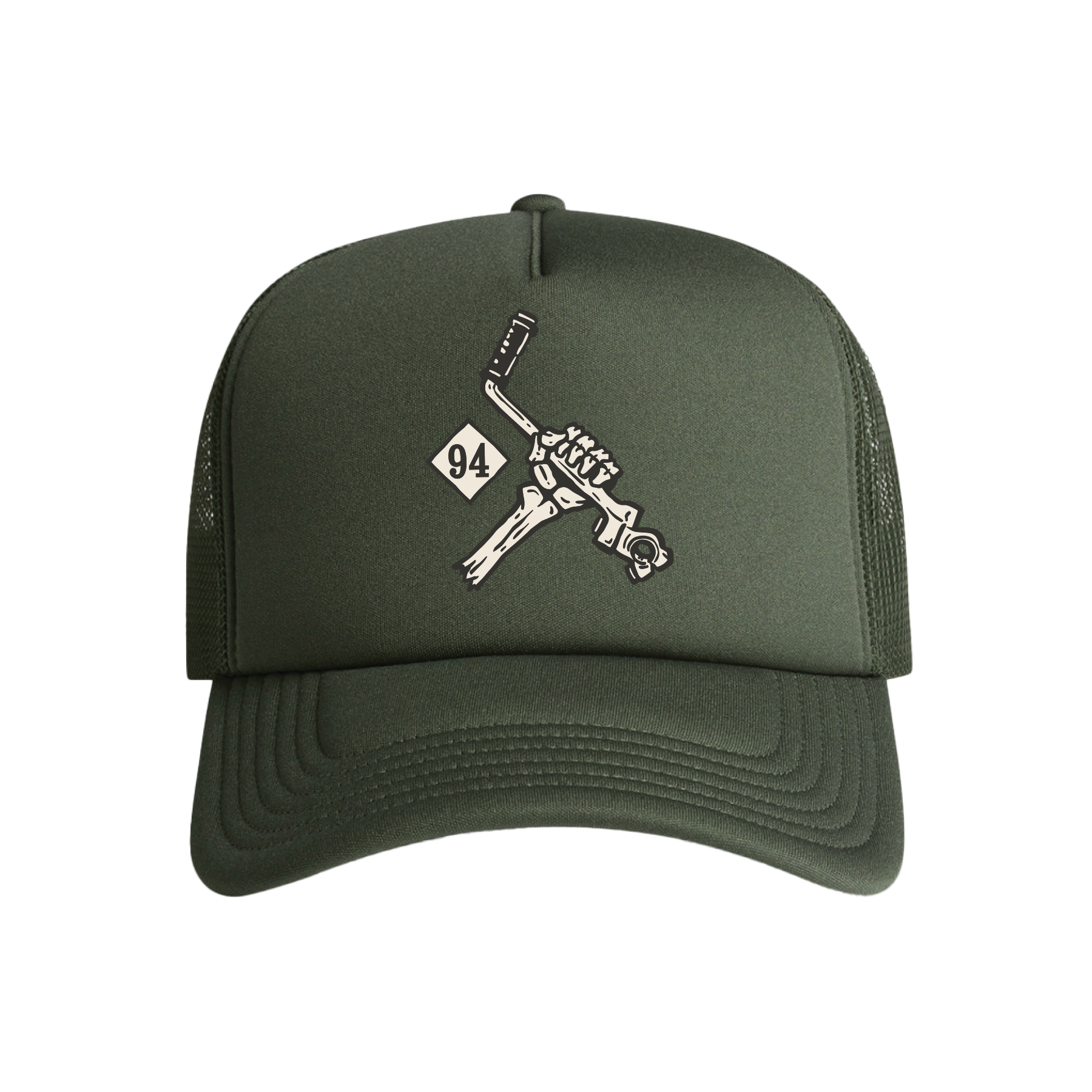Kickstart Bones Foam Trucker Hat - Khaki Green – Ken Roczen