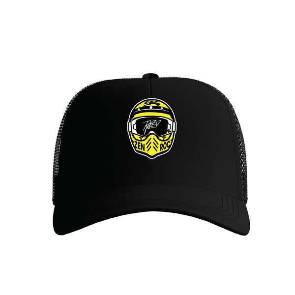 Helmet Smiley Trucker Hat - Black