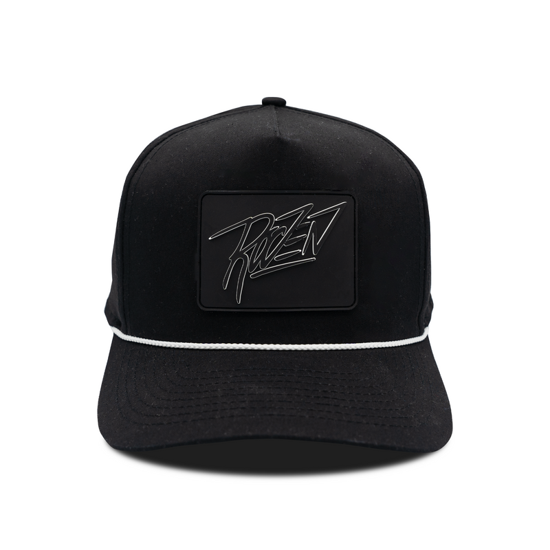 Signature Rubber Patch Rope Hat - Black