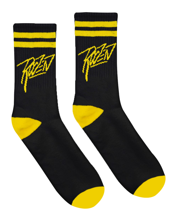 Signature Crew Socks - Black / Yellow