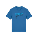 Short sleeve blue shirt with the words Roczen Racing and a signature